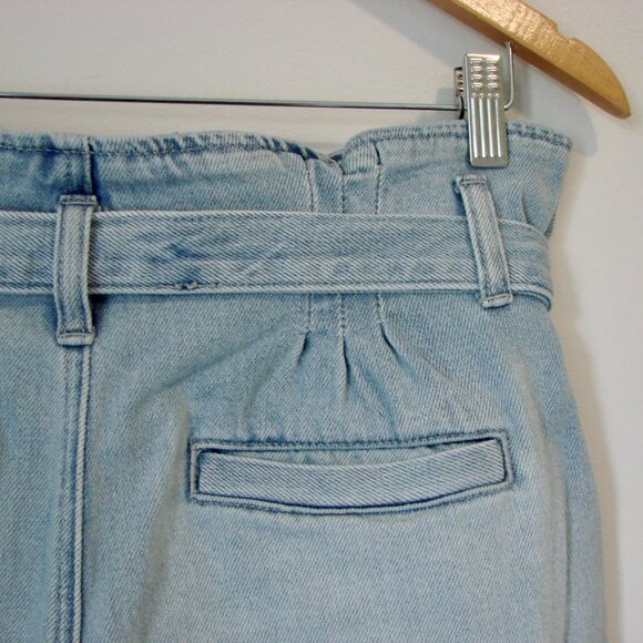 Denim Mom Shorts Paperbag High Waist Pleats Light Wash American Eagle Size 00 - Picture 14 of 16